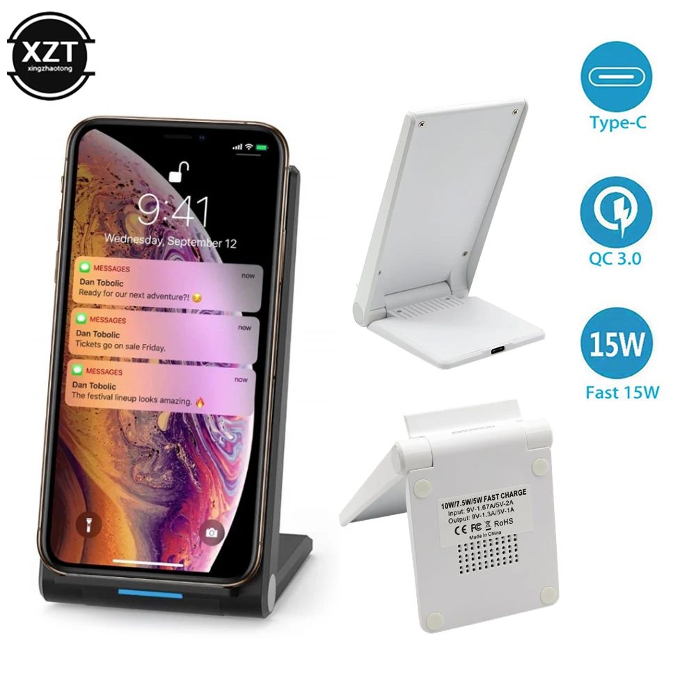 15W Qi Wireless Charger Fast Charging Stand Base Pad For iPhone 11 pro X XR XS Max Samsung Galaxy S9 S10 Plus S10e Note 10 | Мобильные