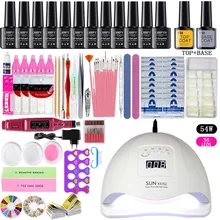 Полный набор для маникюра с лампа для лечения ногтей набор 36/48/54W УФ-светодиодный светильник для нейл-арта, 12 комплектов во флаконах по 8 мл УФ набор гель-лаков для ногтей инструменты для маникюра