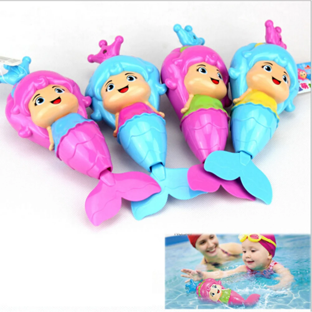 

1 piece of baby shower bath toy cute mermaid clockwork wading floating toy cartoon education learning classic toy