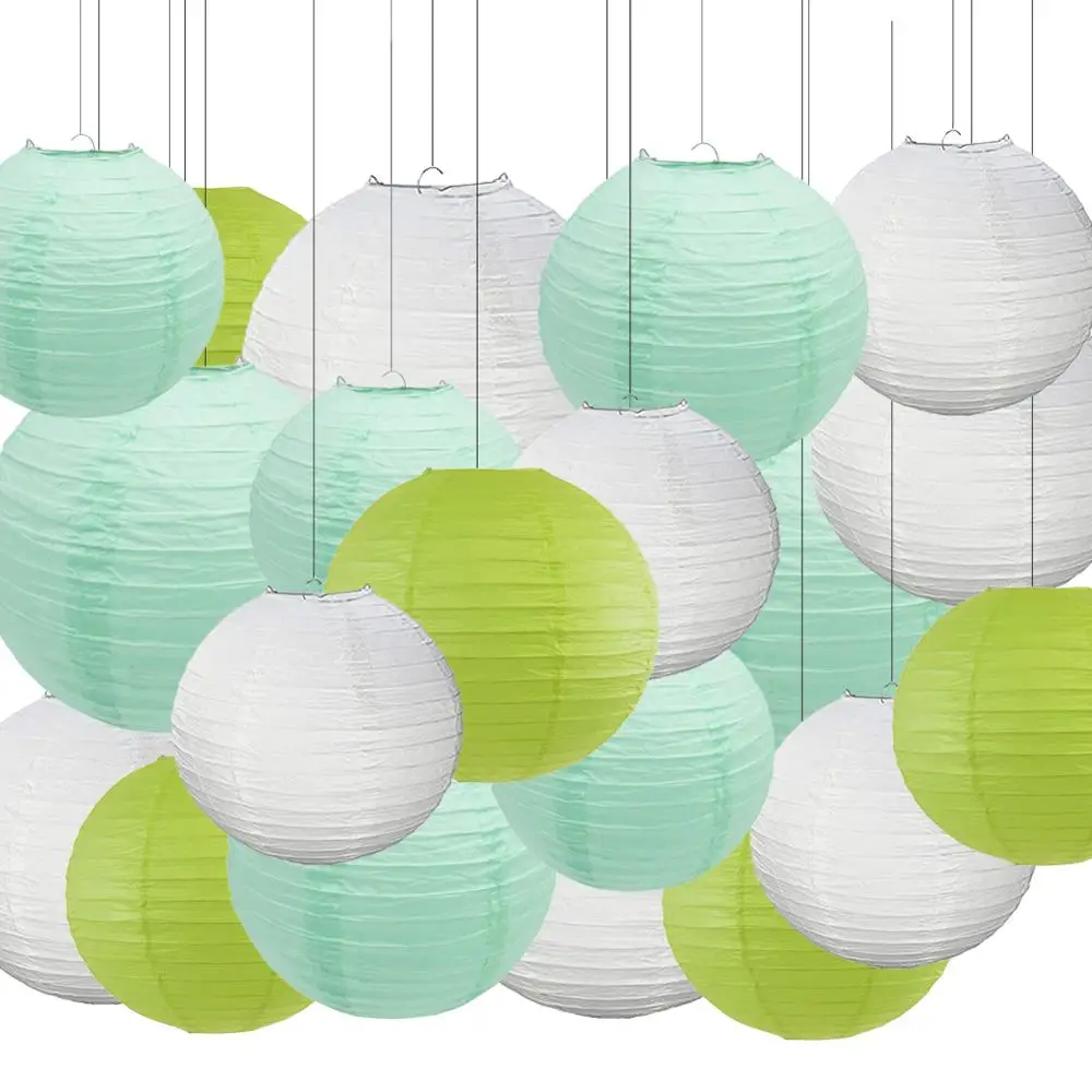 

20 шт./компл. белый зеленый lanterne papier 10 "12" 14 "lanterne papier lampion для свадьбы boule chinoise рождественские подвесные украшения