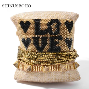 

Love Lucky Charm Bracelets For Women White MIYUKI Beaded Bracelet Rivet Pulseras Mujer Moda 2020 Handmade Fashion Jewelry