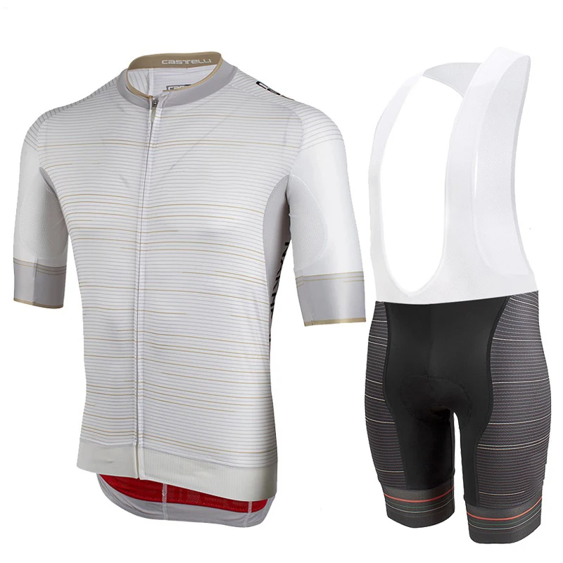 

CyclingEasy 41446 2019 TOUR White Cycling Jersey Maillot Ciclismo Short Sleeve and Cycling bib Shorts Cycling Kits Strap cycle