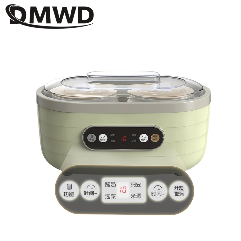 DMWD 1.75L Household DIY Yogurt Machine Automatic Rice Wine Natto Maker kimchi fermentation 8 Ceramic Liner Time Adjustment 220V 2