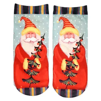 

1Pair 3D Digital Floral Printed Christmas Socks Fashion Low Cut Ankle Short Socks for Christmas Gifts Present