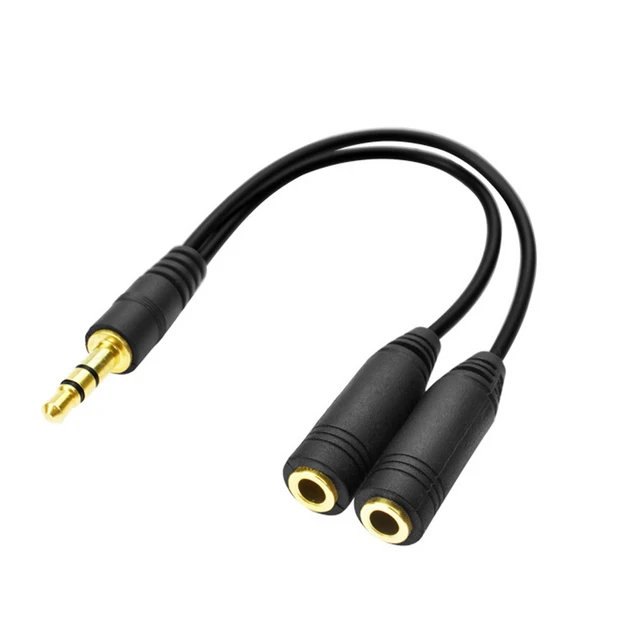 2pcs/lot 3.5mm Stereo Jack Headphone Splitter Adaptor 1 Plug to 2 Sockets  plug splitter Y adapter Drop Shipping