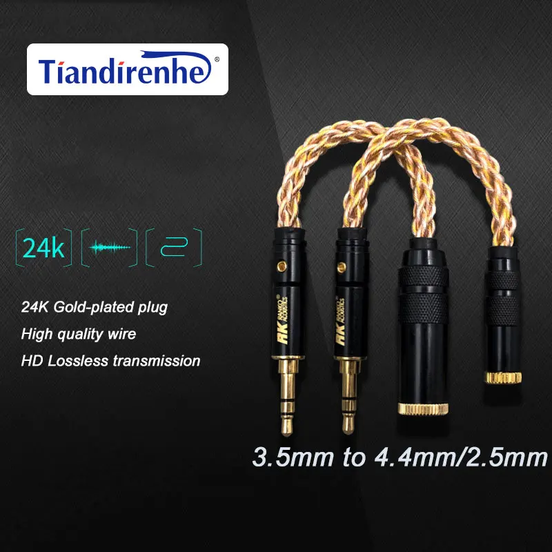 소프트 단결정 구리 Hifi 오디오 변환 케이블, 3.5 2.5mm, 4.4mm 균형 케이블, HD 무손실 사운드 오디오 케이블, 8 가지