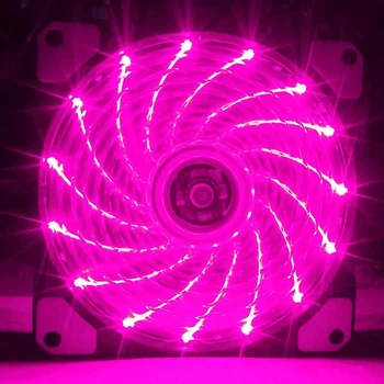 

2PCS Computer 16DB Ultra Silent 15 LEDs Case Fan Heatsink Cooler Cooling, 12CM Fan,12VDC 3P IDE 4Pin Purple