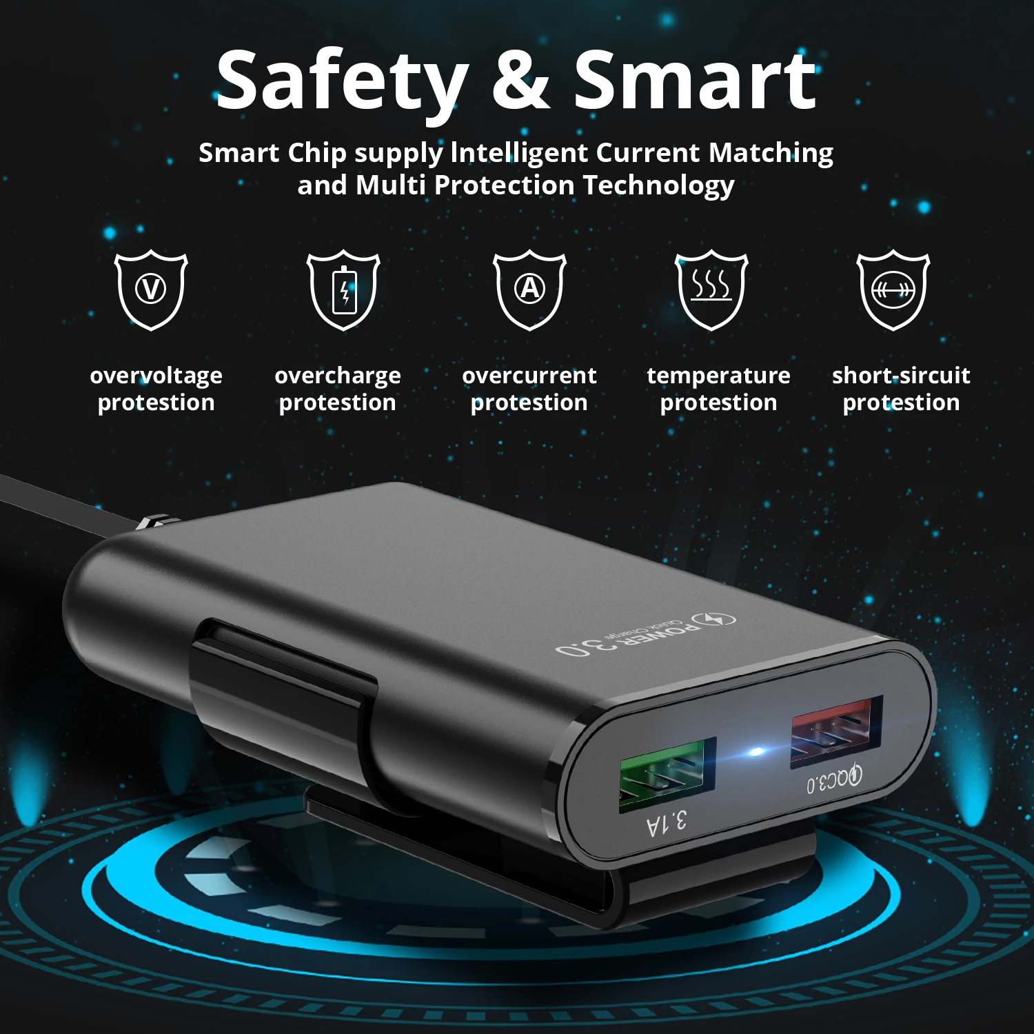 GTWIN Мульти USB 4 порта QC 3 0 Автомобильное зарядное устройство для быстрой зарядки