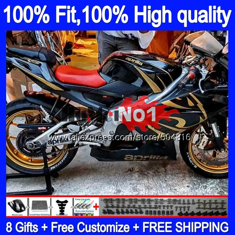 Инъекции для Aprilia RS-125 RSV125 R золотистый и черный 34MC. 130 RS 125 2006 2007 2008 2009 2010 2011 RS125 06 07 08 09 10 11 обтекатель
