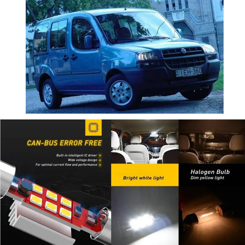 

LED Interior Car Lights For Fiat doblo mpv 119 223 minivan doblo platform chassis 263 Dome map lamp bulb error free