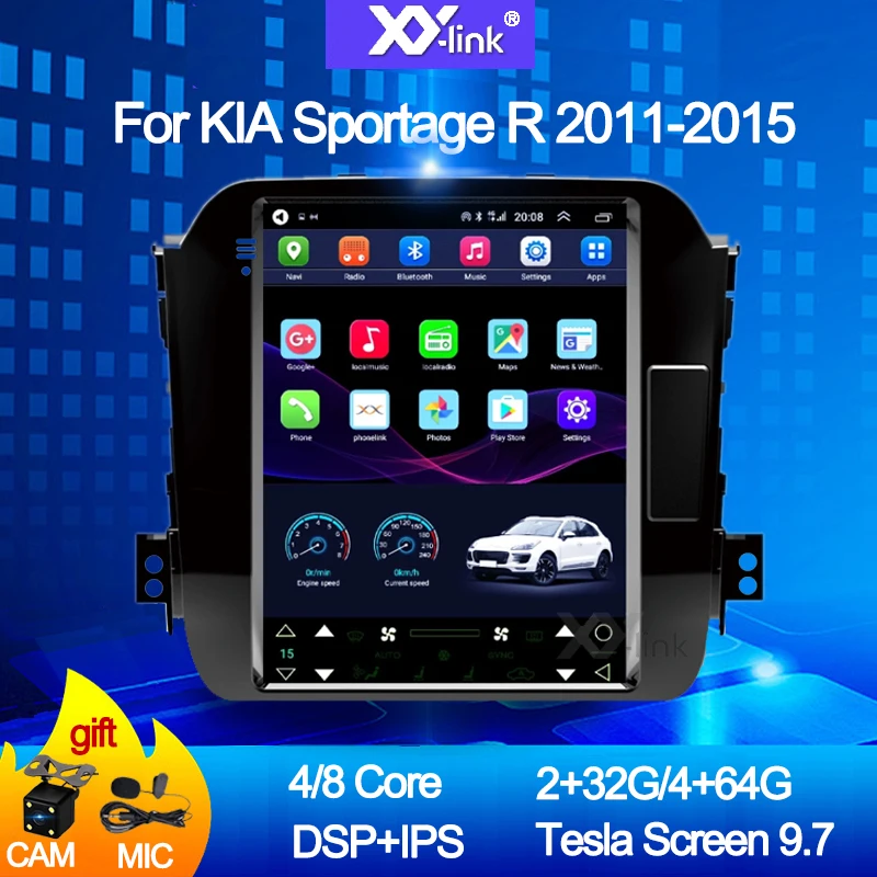 9.7Inch Tesla Style Car Radio Android Sportage 3 4 2011-2015 Gps Navigation For KIA 1 2 Sedan Accessories Multimedia | Автомобили и