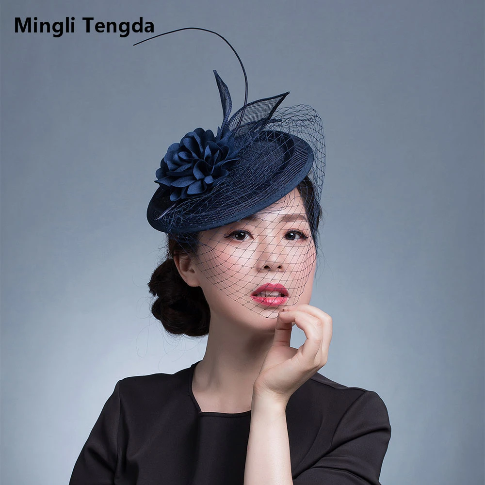Mingli Tengda Fund головной убор Cambric колпак декоративный Cambric шляпа невесты свадебное украшение на голову из пряжи с пером Свадебные шляпы