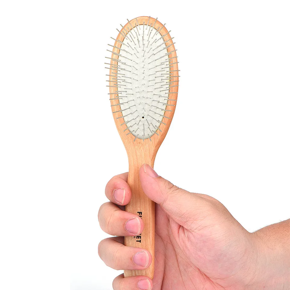 Brosse De Toilettage Der Meister Pour Chats Et Chiens à Poils Longs - Poils En Acier Inoxydable 25mm - Manche En Bois Ergonomique - Brosse Anti-perte Et Démêlante
