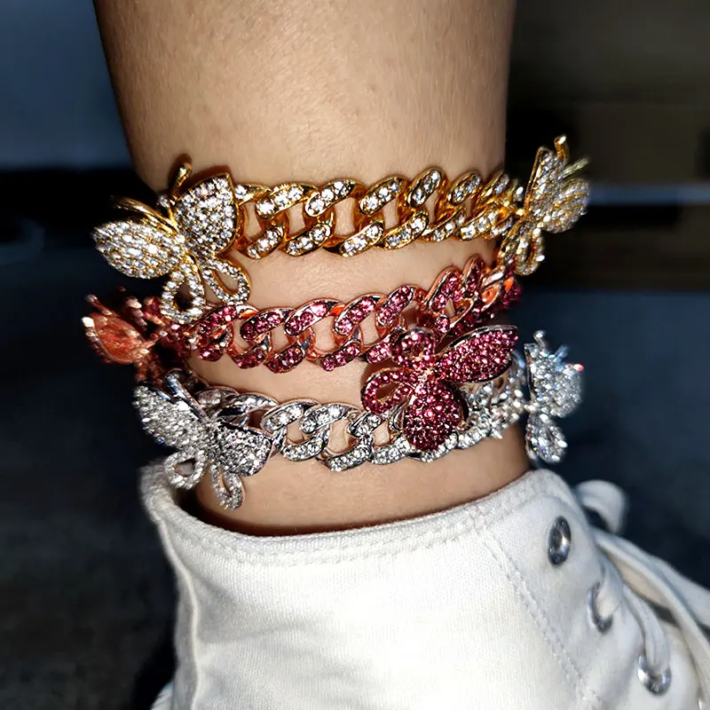 CZ Zircon Butterfly Ankle Bracelet Cuban Link Chain Anklets For Women Wide Foot Bracelets Boho Beach Jewelry CZ Zircon Butterfly Ankle Bracelet Cuban Link Chain Anklets For Women Wide Foot Bracelets Boho Beach Jewelry