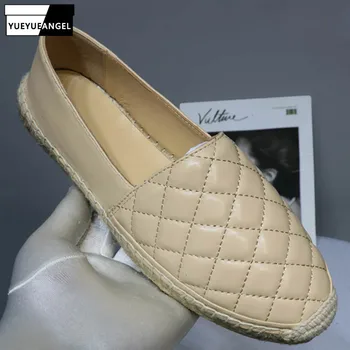 

Brand Genuine Leather Shoes Women Slip On Espadrilles Woman Comfortable Loafers Flats Lady Casual Flat Fisherman Shoes Plus Size