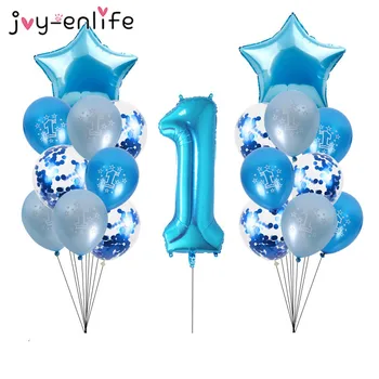 

18pcs 1 year old Baby First Birthday Balloon Confetti Set Number 1 Ballon First Baby Boy Girl Party Decorations My 1 Year decor