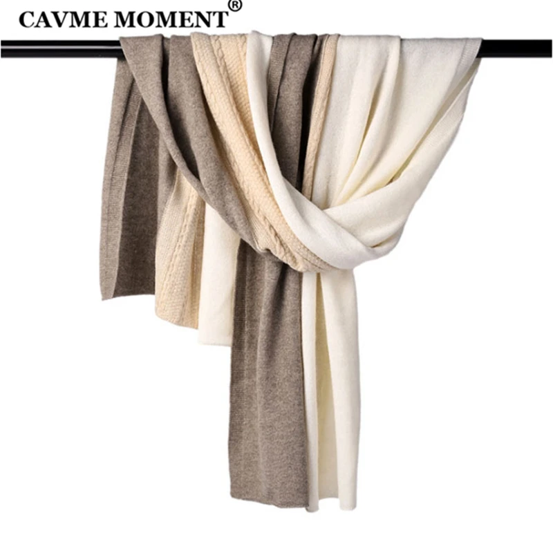 

CAVME Top Knitted Cashmere Scarf for Women Ladies Pure Cashmere Long Scarf Thicken Scarves Warm Wraps Shawl 70*190cm 210g