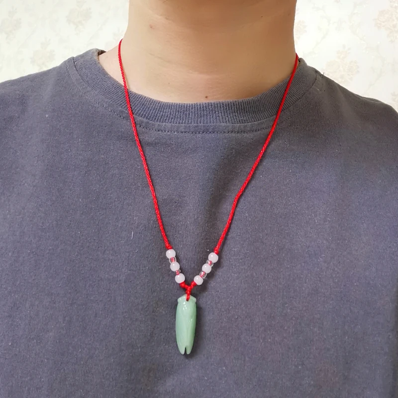 Chain with red jade pendants