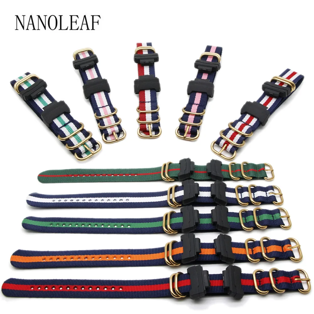 Cinturino E Adattatore In Nylon Cinturino Di Ricambio Da 22Mm Per Casio G-Shock Dw5600 Dw9052 Gw9400 Gw100 Gd120 Con Fibbia Color Oro