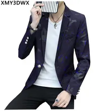 Мужской весенне-осенний мужской костюм для досуга, Корейская версия тонкого костюма, мужской повседневный костюм, куртка, Одежда большого размера с рисунком, костюм