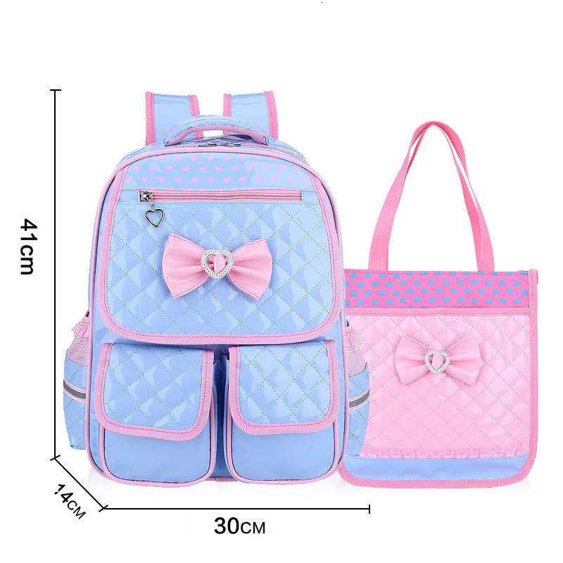 Backpack Kids School Bags Children 2PCS/SETS Girls waterproof PU Backpacks Schoolbags Kids princess Backpack Mochila Infantil - Цвет: big 2pcs sky blue