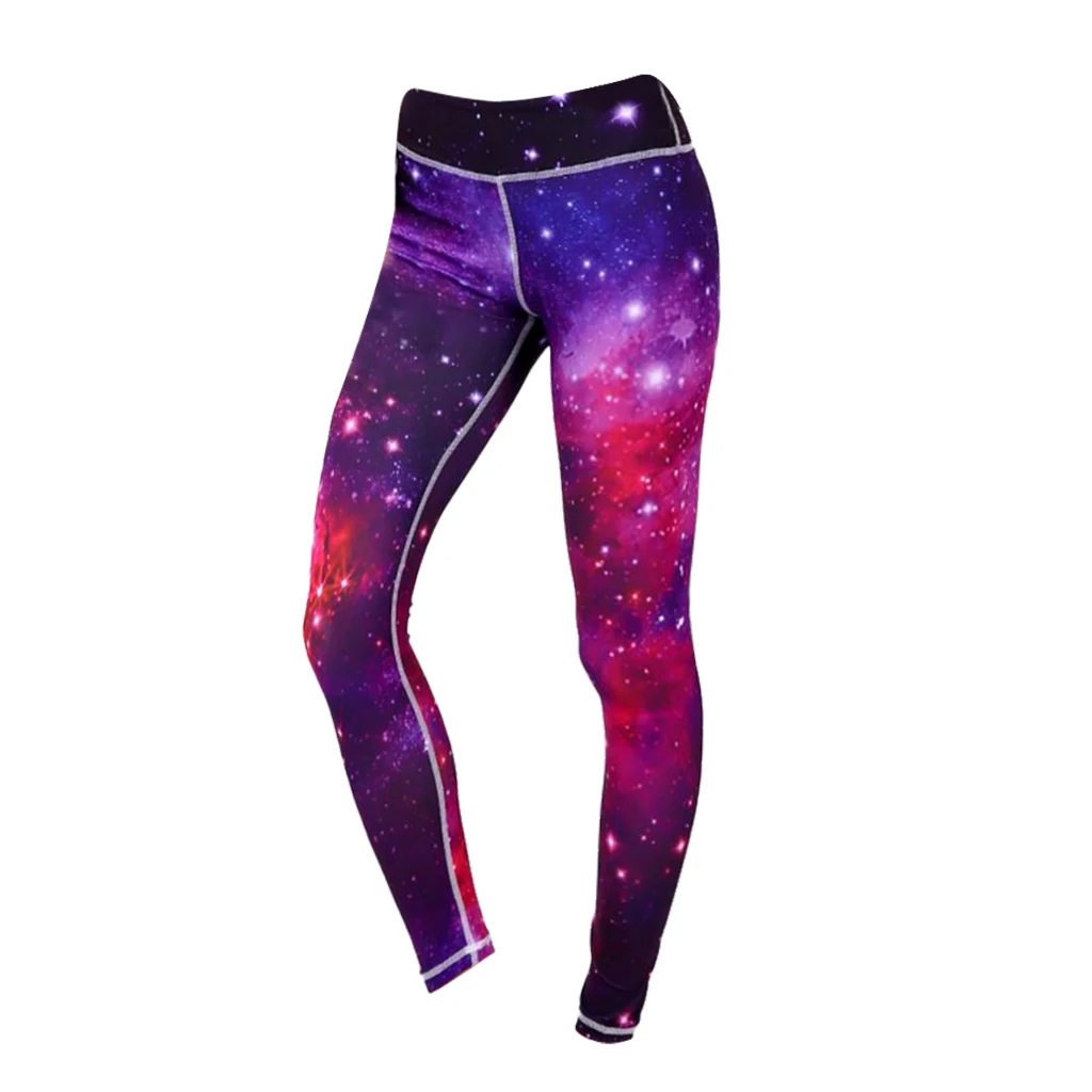 Women's High Waist Galaxy Space Star Print Yoga Pants Tights Stretchy Pilates Workout Sport Yoga Leggings Activewear