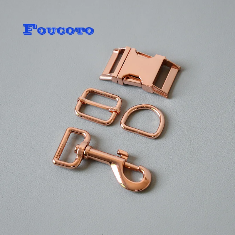 

100 sets/lot Metal release buckles D rings adjuster 25mm for dog collar leash puppy rope clip buckles DIY sewing accessories