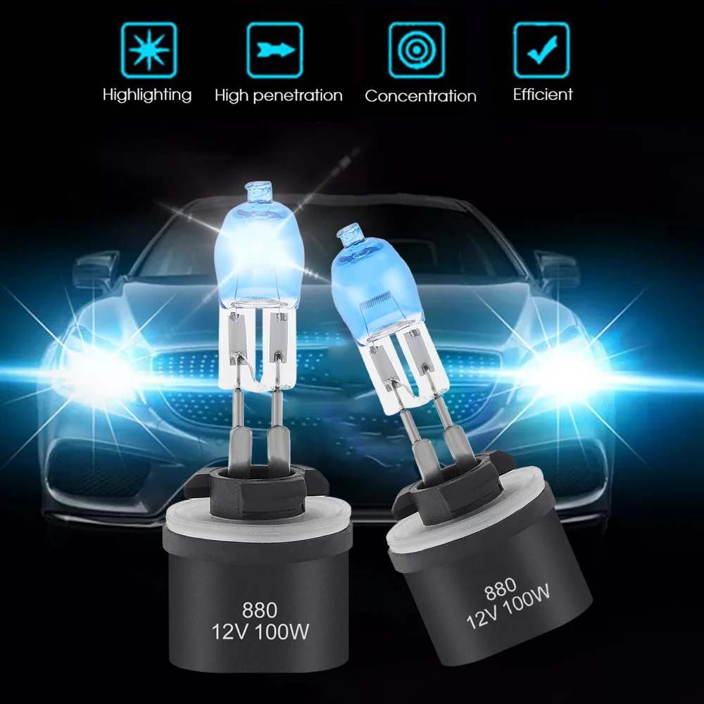 MovFlax H4 H7 H3 Car HOD Halogen Bulbs H9 H1 2 Pcs DC 12V 100W 6000K White Light Front Headlight Lamp Car Light Source Parking
