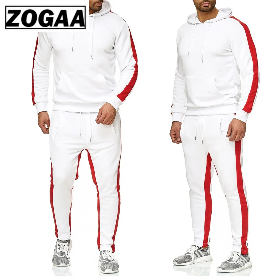 ZOGAA Брендовые мужские спортивные костюмы, повседневный спортивный костюм, комплект из двух предметов, спортивный костюм для фитнеса, мужской спортивный костюм из 2 предметов, топы и штаны, комплект для мужской одежды