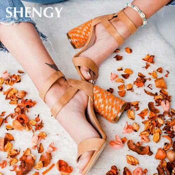 

2019 Summer Wedge Espadrilles Women Sandals 7CM High Heels Pointed Fish Mouth Sandals Woman Lace Up Women Platform Sandals