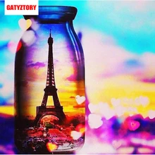 GATYZTORY 3D Алмазная живопись полная квадратная дрель DIY домашний декор ремесло мозаика Стразы картина на заказ Эйфелева башня в бутылке