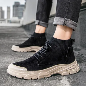 

High Quality Men Casual Shoes Winter Outdoor Breathable Casual Shoes Men Hot sale Fashion 2020 High top Casual Men Shoes Black