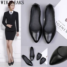 Кожаные туфли на плоской подошве с острым носком; женская черная Рабочая обувь; удобная женская обувь; модные женские туфли-оксфорды; feminino zapatos