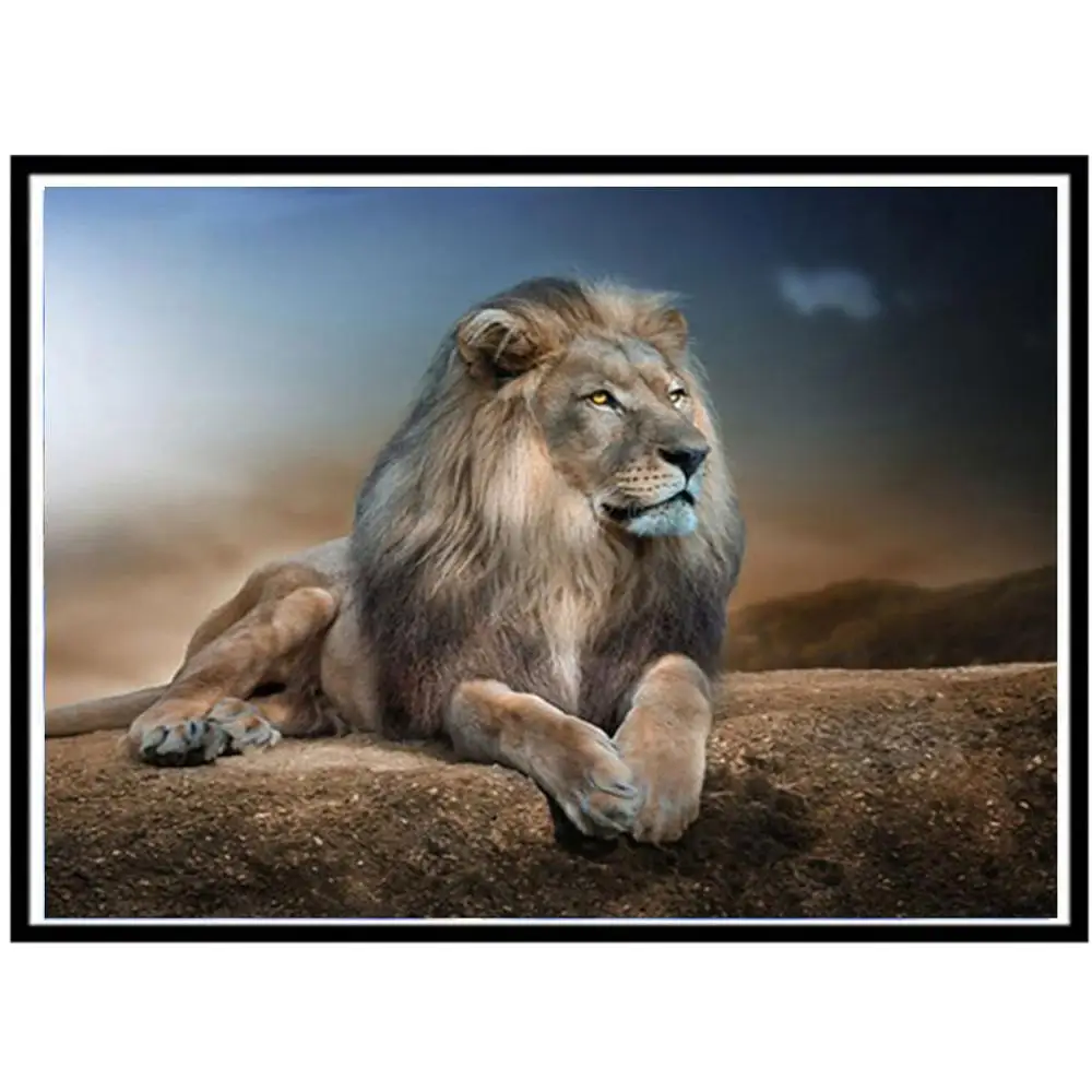 

DIY 5D diamond painting cartoon animal embroidery cross stitch lion full round diamond Mosaic home decoration pattern handmade N