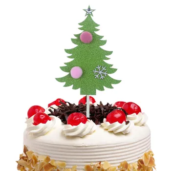 

20pc Merry Christmas Tree Cake Toppers Flags Kids Birthday Santa Claus Cupcake Topper Wedding Party Baby Shower Baking DIY Decor