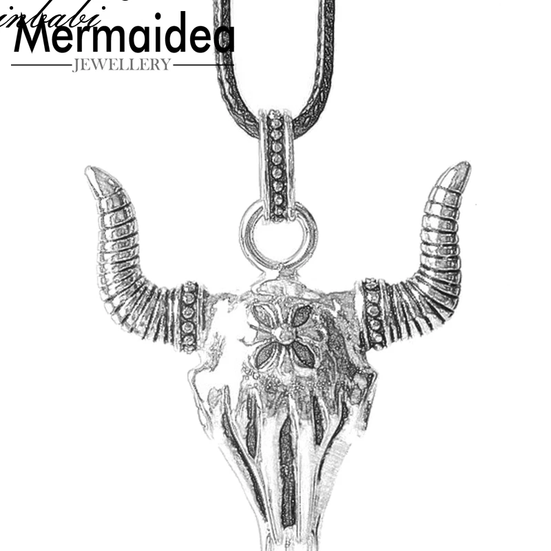 Кожаная веревка цепочка ожерелье голова быка Oxhead подарок для мужчин