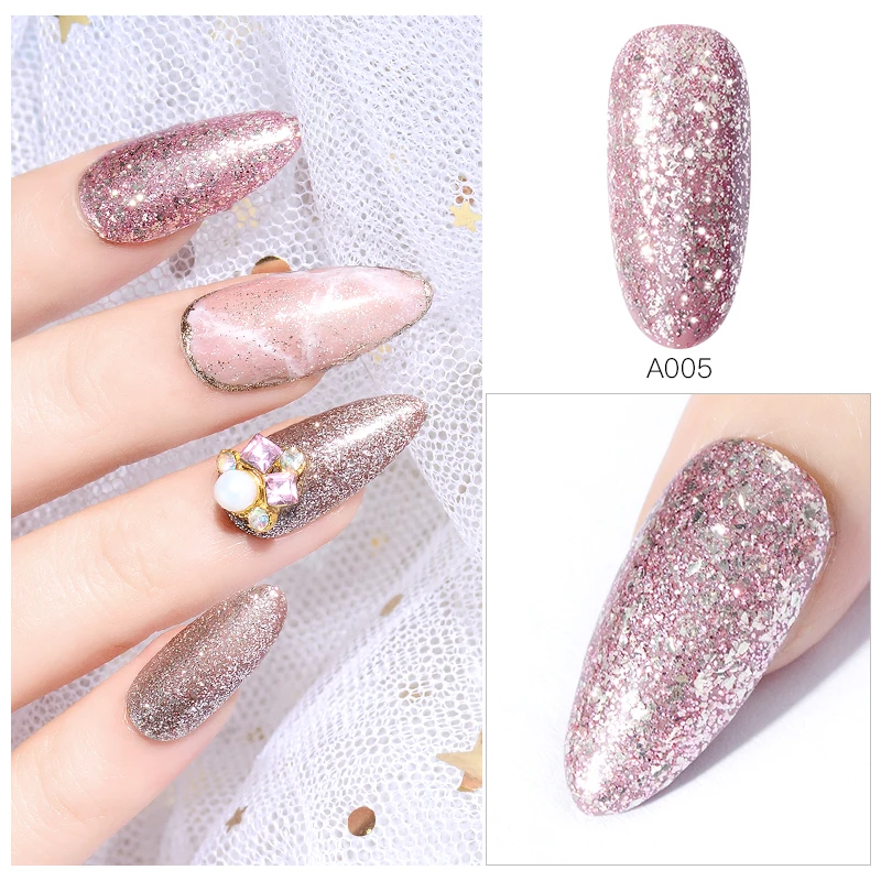 RBAN NAIL 7 мл Гель-лак для ногтей Розовое Золото Блестки замачиваются УФ-гель лак 12 цветов Гель-лак для ногтей DIY лак для ногтей