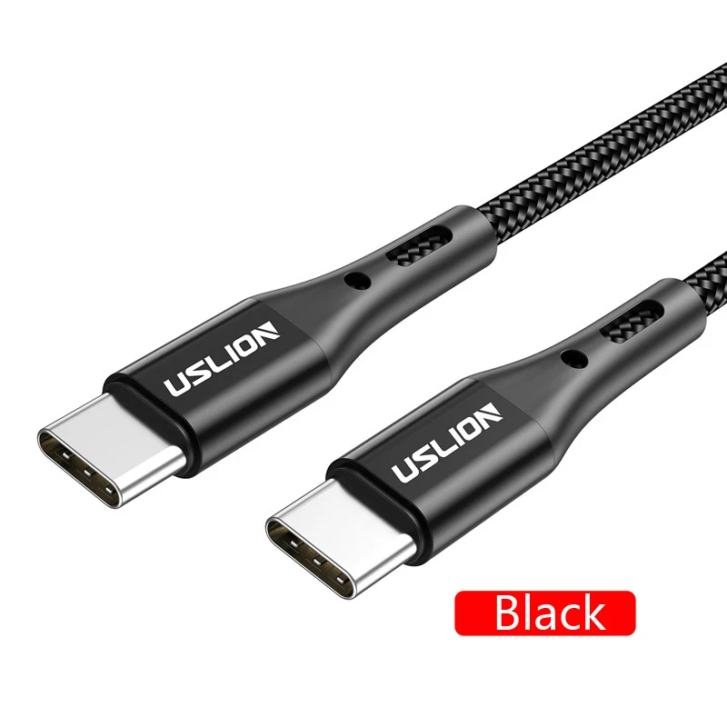 USLION 3M Тип C USB Дата-кабель для huawei P30 Redmi K20 samsung S9 плюс Тип C USB-C провода Поддержка PD 60 Вт QC3.0 3A кабель для быстрой зарядки - Цвет: Black