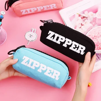 

Creative Big Zipper Pencil Case Large Capacity Cloth Pen Bag For Girl Gifts Cute School Office Supplies