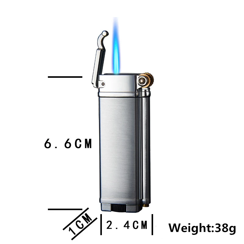 Новая газовая зажигалка Кремневого цвета, турбо-фонарь, ветрозащитная Бутановая Зажигалка с металлическим шлифовальным колесом 1300 C, зажигалка, гаджеты для мужчин