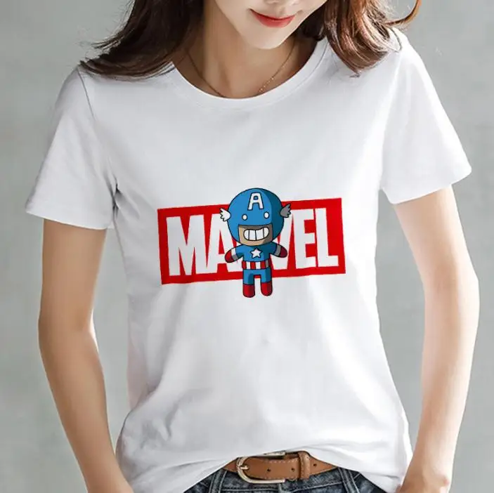 Модная футболка Marvel Мстители, женская футболка с принтом Harajuku, тонкая футболка с коротким рукавом - Цвет: A290