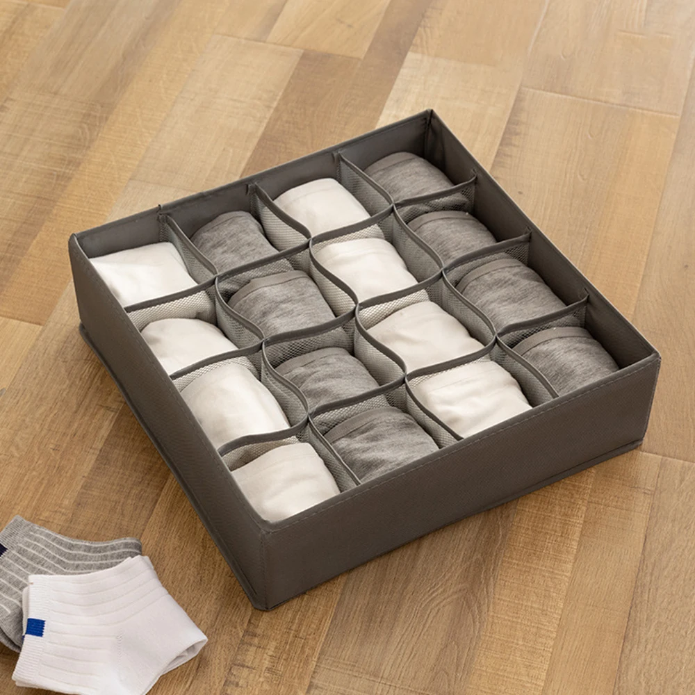 gray 16 underwear 24 сетки ящик Органайзер коробка для складывания носков бюстгальтеры разное нижнее белье ткань Оксфорд Домашний Органайзер Ящики для хранения - Цвет: gray 16 underwear