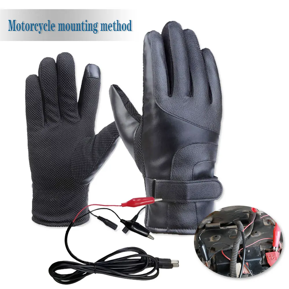 

Heated gloves PU Leather Winter Electric Thermal Gloves Heated Gloves Waterproof Motorcycle gloves