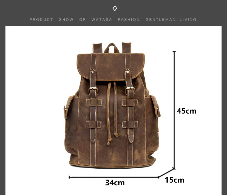 Size of Woosir Brown Backpack Leather