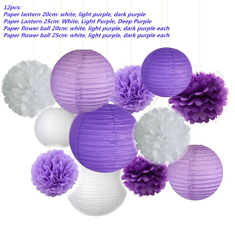 12pcs set 16 шт./компл. бумажные Цветочные помпоны бумажные соты шары бумажный подвесной фонарь Декор День рождения Свадьба День рождения украшение дома - Цвет: 12pcs set