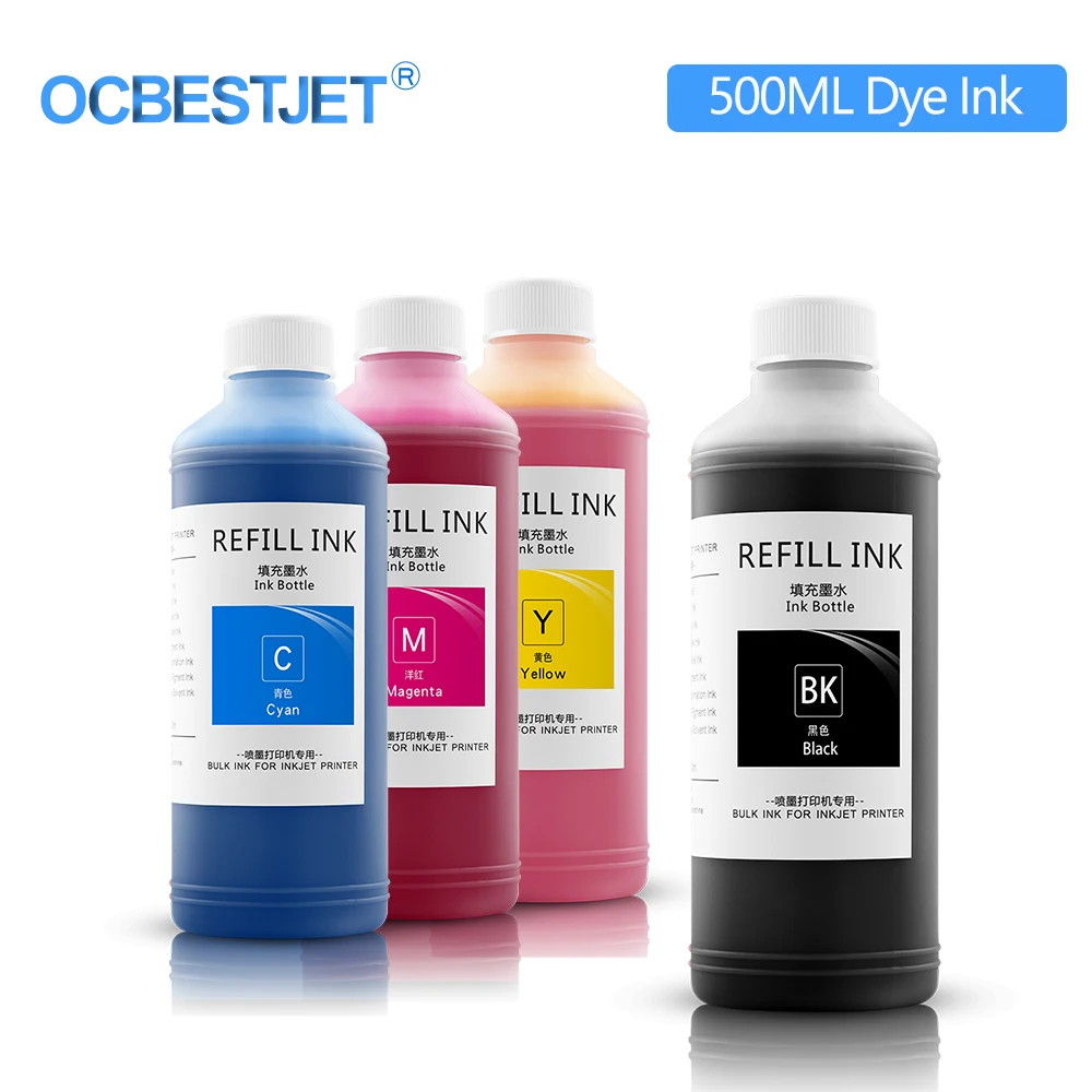

500ML Bulk Refill Dye Ink Kit For HP Epson Canon Brother Inkjet Printer Cartridge CISS Water-Based Black/Cyan/Magenta/Yellow