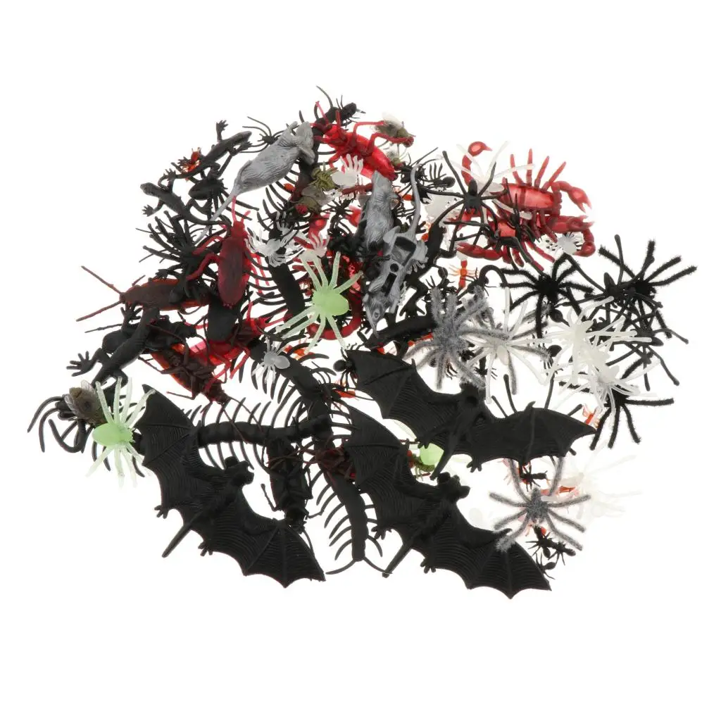 44/150Pcs Insect Models Plastic  Joke Gags Plastic Bugs Halloween Gadget Education Toys
