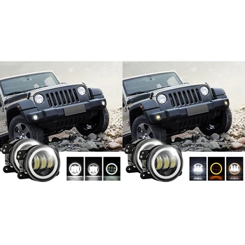 

2Pcs 4 Inch Round Led Fog Lights 30W 6000K White Halo Ring Drl Off Road Fog Lamps for Jeep Wrangler Jk Tj Lj Grand Cherokee