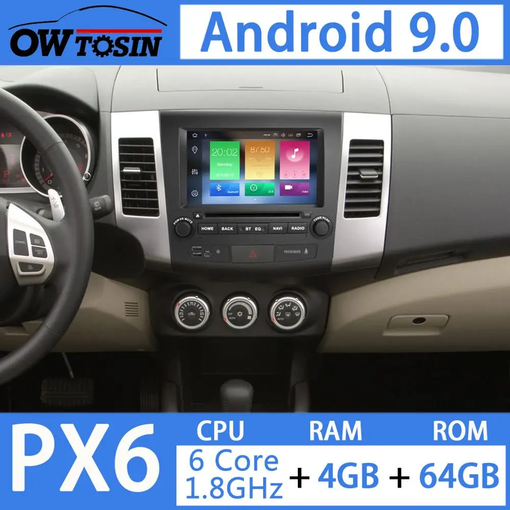 Discount 8" PX6 4GB+64GB Android 9.0 Car Multimedia Player GPS Radio DSP CarPlay For Mitsubishi Outlander XL Peugeot 4007 Citroen C-Cross 1