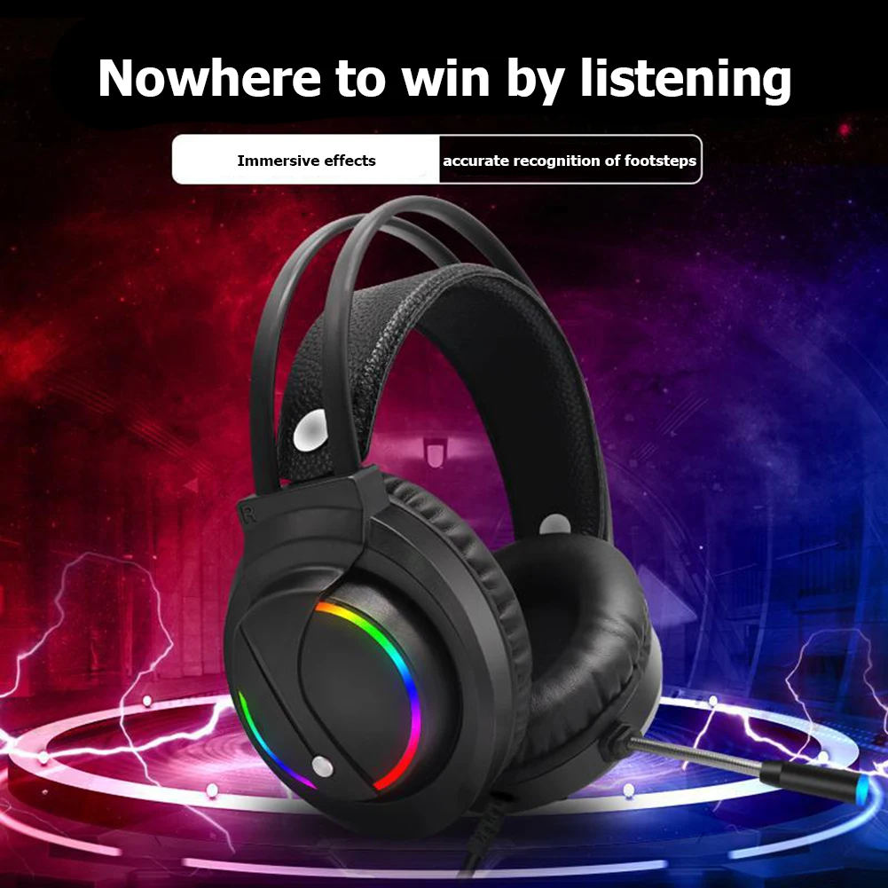 K1 RGB 7 1 Sound USB Wired Headset Over Ear Gaming Headphone w Microphone